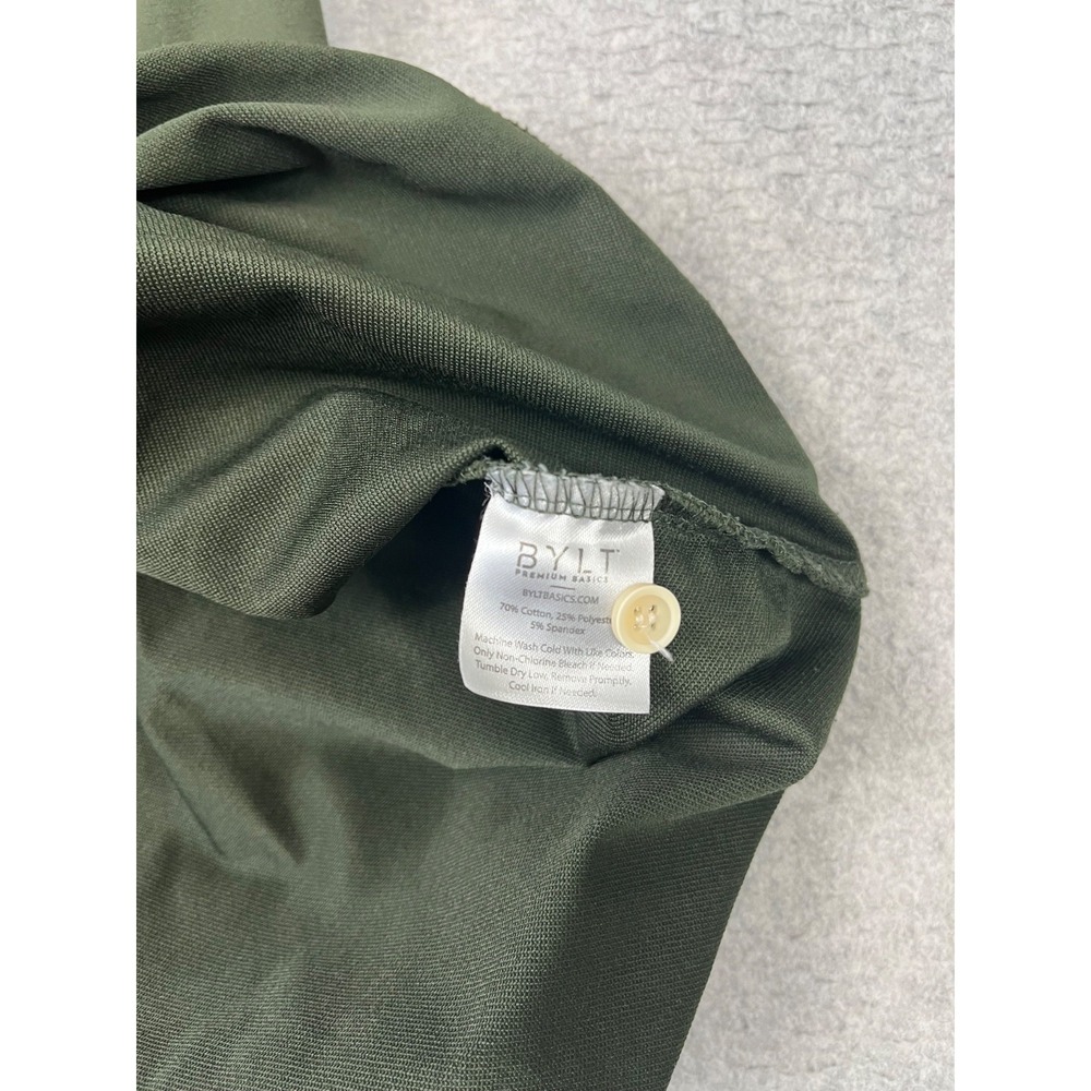 BYLT Drop Cut Lux Henley Shirt Men M Green Hooded Drawstring Stretch Performance - Picture 9 of 10